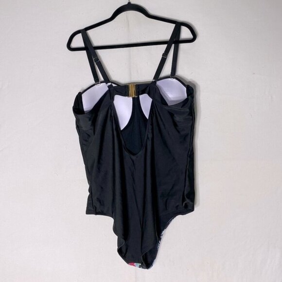 Women’s Black & Floral One Piece Swimsuit Bathing Suit 4XL - Picture 12 of 13